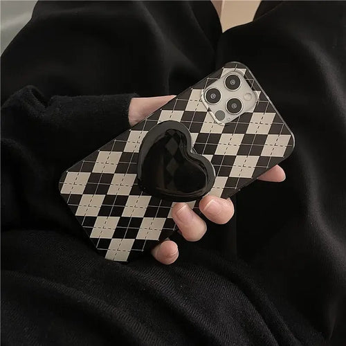 Rhombus Lattice Love Heart Bracket Jelly Soft Case