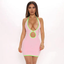 Load image into Gallery viewer, Ribbed Halter Backless Mini Dress