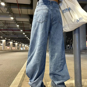 Ripped High Waist Loose Straight Wide Leg Y2k Pants