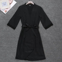 Load image into Gallery viewer, 2PC Robe Kimono Pajamas Set - Black - L