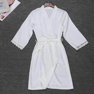 2PC Robe Kimono Pajamas Set - White - XXL
