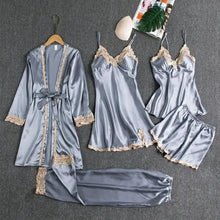 Load image into Gallery viewer, 5PC Satin Nightwear Pajama Set - 5PCS Gray - B / M