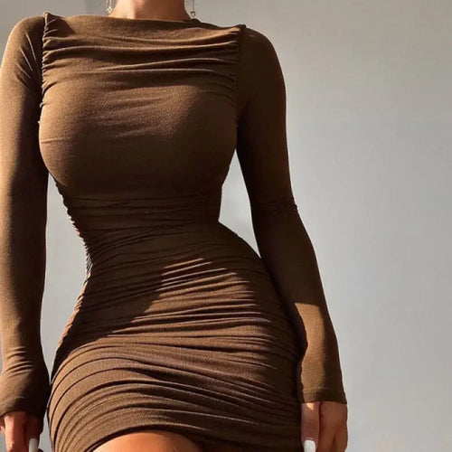 Sexy Backless Ruched Mini Dress
