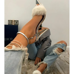 Sexy Pointed Toe Fluffy High Heel Shoes