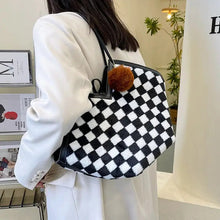 Load image into Gallery viewer, Shopper Plaid Big Shoulder Brand Bag