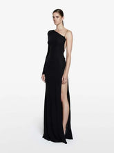 Load image into Gallery viewer, One Shoulder Chain Backless High Slit Long Dress