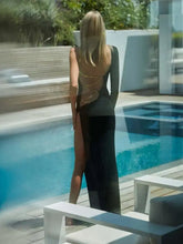 Load image into Gallery viewer, One Shoulder Chain Backless High Slit Long Dress
