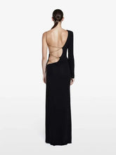 Load image into Gallery viewer, One Shoulder Chain Backless High Slit Long Dress