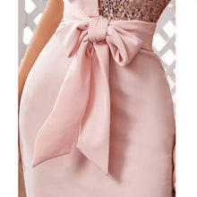 Load image into Gallery viewer, One Shoulder Drawstring Ruched High Slit Dress