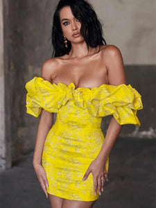 Off Shoulder Embroidered Floral Mini Bodycon Dress
