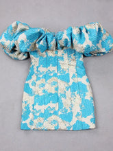 Load image into Gallery viewer, Off Shoulder Embroidered Floral Mini Bodycon Dress
