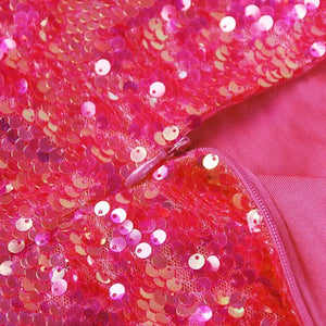One Shoulder Long Sleeves Sequin Party Dress