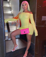 Load image into Gallery viewer, Off Shoulder Mesh Bodycon Mini Dress