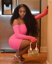 Load image into Gallery viewer, Off Shoulder Mesh Bodycon Mini Dress
