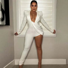 Load image into Gallery viewer, Shoulder Pads Suit Collar Asymmetric Jumpsuit
