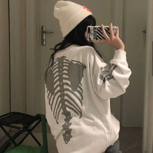 Load image into Gallery viewer, Skeleton Print Round Collar Loose E-girl Aesthetic Hoodie