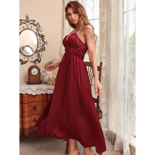 Load image into Gallery viewer, Sleeveless Deep V Neck Ruched Long Dress