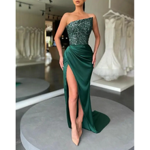 Load image into Gallery viewer, Sleeveless Satin Contrast Sequin Maxi Dress