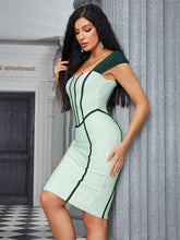 Load image into Gallery viewer, Sleeveless Striped Patchwork Bodycon Bandage Dress