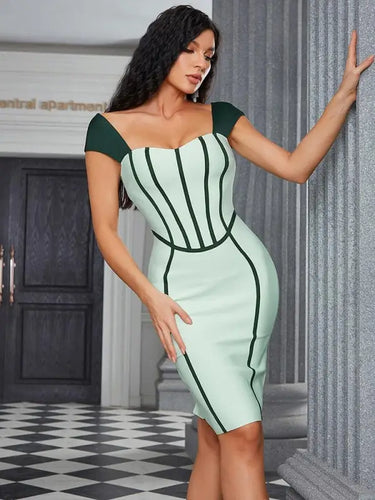 Sleeveless Striped Patchwork Bodycon Bandage Dress