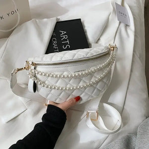 Solid Color Chain Fanny Pack - white