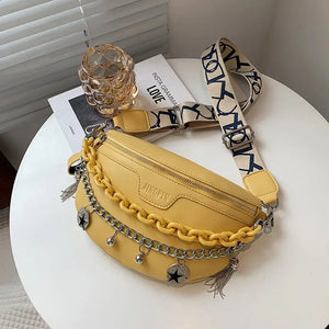 Solid Color Crossbody Chain Design Handbags