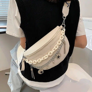 Solid Color Crossbody Chain Design Handbags