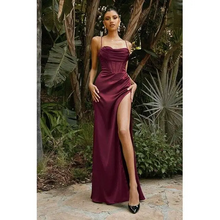 Load image into Gallery viewer, Spaghetti Strap Backless Lace-up Long Dress - M / Claret