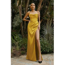 Load image into Gallery viewer, Spaghetti Strap Backless Lace-up Long Dress - XS / Turmeric