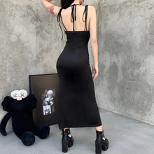 Load image into Gallery viewer, Spaghetti Strap High Waist Slit Goth Backless Dress