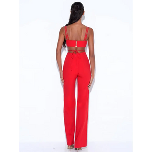 Spaghetti Strap Hollow Out Bodycon Bandage Jumpsuit