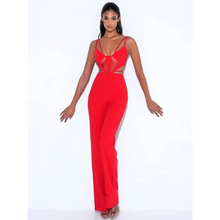 Load image into Gallery viewer, Spaghetti Strap Hollow Out Bodycon Bandage Jumpsuit - L