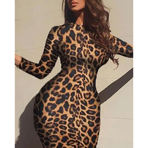 Spaghetti Strap Leopard Print Bodycon Dress