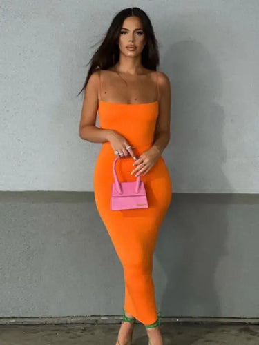 Spaghetti Strap Sexy Backless Club Party Maxi Dress