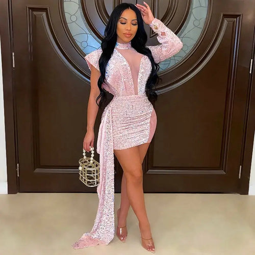 Sparkly Sequin Birthday Elegant Mesh Dress