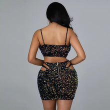 Load image into Gallery viewer, Sparkly Sequin Festival Crop Top &amp; Mini Skirt Set