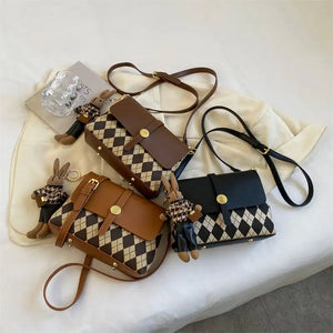 Square Crossbody Bag With Pendant Design Handbag