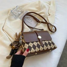 Load image into Gallery viewer, Square Crossbody Bag With Pendant Design Handbag - Coffee