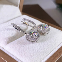 Load image into Gallery viewer, Square Shape Brilliant Dangle Earrings