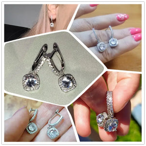Square Shape Brilliant Dangle Earrings