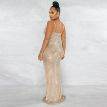 Load image into Gallery viewer, Star Glam Mesh Sheer Rhinestones Maxi Dress