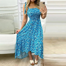Load image into Gallery viewer, Tie Strap Ditsy Floral Print Maxi Dress - Blue / XL