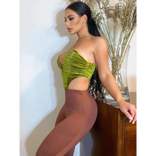 Load image into Gallery viewer, Strapless Backless Green Velvet Corset Crop