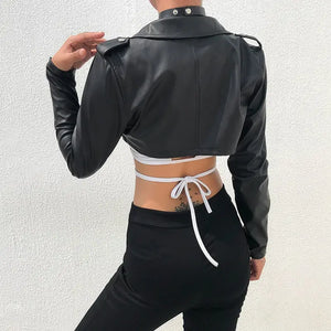 Street Motorcycle Faux Leather Crop Jacket