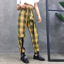 Load image into Gallery viewer, Street Style Plaid Cargo Pants - pants
