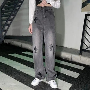 Streetwear Korean Fashion High Waist Y2k Straight Jeans