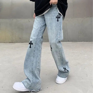 Streetwear Korean Fashion High Waist Y2k Straight Jeans