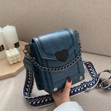 Load image into Gallery viewer, Studded Korean Style Retro Heart-Shaped Lock Handbag - Blue