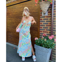 Load image into Gallery viewer, Sweet Floral Suspender Tied Cut Out Front Maxi Dress