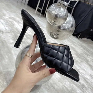 Elegant Square High Heel Gladiator Shoes - black / 39